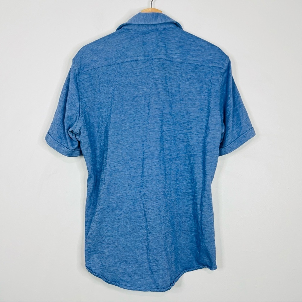 Hugo Boss Blue Linen Blend SS Button Up Shirt M - Picture 7 of 7